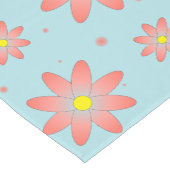 コーラルピンクとパウダーブルーの繊細なデイジー花 ショートテーブルランナー (コーナー)