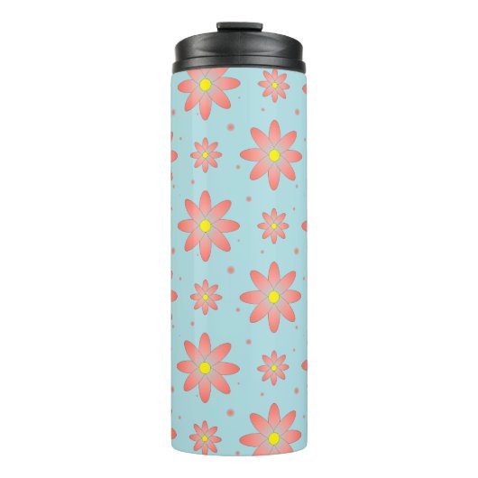 コーラルピンクとパウダーブルーの繊細なデイジー花 タンブラー (正面)