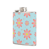 コーラルピンクとパウダーブルーの繊細なデイジー花 フラスク (左)