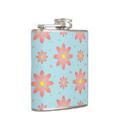 コーラルピンクとパウダーブルーの繊細なデイジー花 フラスク (右)