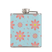 コーラルピンクとパウダーブルーの繊細なデイジー花 フラスク (裏面)