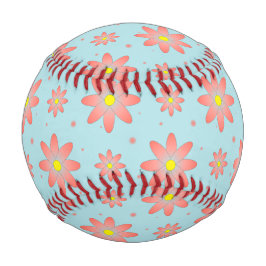 コーラルピンクとパウダーブルーの繊細なデイジー花 野球ボール