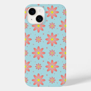 コーラルピンクとパウダーブルーの繊細なデイジー花 Case-Mate iPhone 14ケース