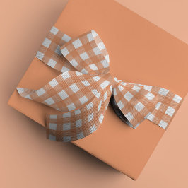 コーラルピンクとホワイトウォーター色のギンガム サテンリボン