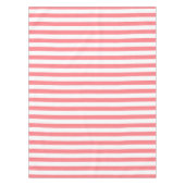 コーラルピンクとホワイトストライプ テーブルクロス (正面)