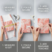 コーラルピンクと白の大理石様流体パターン ラッピングペーパー