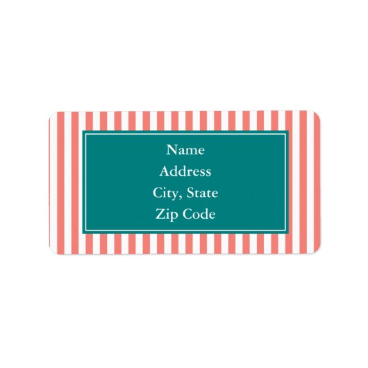 コーラルピンクと白ストライプ色 ラベル (正面)