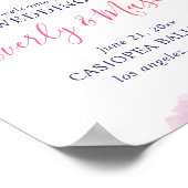 コーラルピンクと紫の抽象芸術の水の色結婚の ポスター (角)