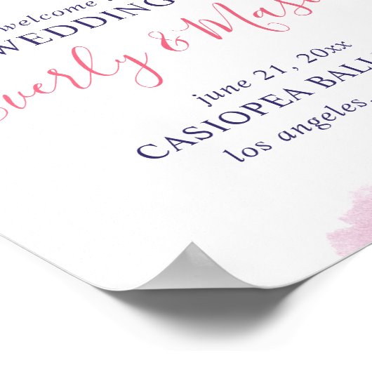 コーラルピンクと紫の抽象芸術の水の色結婚の ポスター