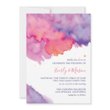 コーラルピンクと紫の抽象芸術の水の色結婚の