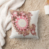 コーラルピンクと茶色のフラクタルシーシェル抽象芸術 クッション (ブランケット)