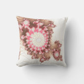 コーラルピンクと茶色のフラクタルシーシェル抽象芸術 クッション (正面)