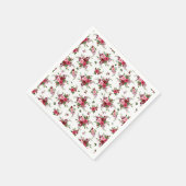 コーラルピンクと赤のバラの紙ナプキン スタンダードカクテルナプキン (角)
