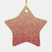 コーラルピンクと金ゴールドフェイクグリッタースパークル セラミックオーナメント (裏面)