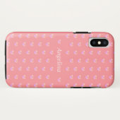コーラルピンクにピンクのハート Case-Mate iPhoneケース (裏面(横))