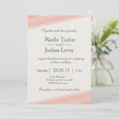 コーラルピンクのオレンジのストライプが白灰色の結婚式の招待状 招待状 (スタンド正面)