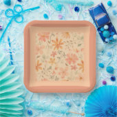 コーラルピンクのゴールデンミックスとマッチ ペーパープレート (パーティー)