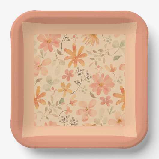 コーラルピンクのゴールデンミックスとマッチ ペーパープレート (正面)