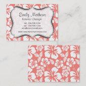 コーラルピンクのトロピカルハイビスカス 名刺 (正面/裏面)