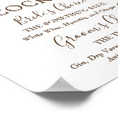 コーラルピンクのバラとゴールドのウェディングシグネチャードリンク ポスター (角)