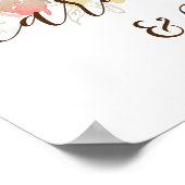 コーラルピンクのバラ&金ゴールドウェディングカード&ギフトサイン ポスター (角)