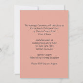 コーラルピンクのパーソナライズドフラワー ウェディング 招待状 (裏面)