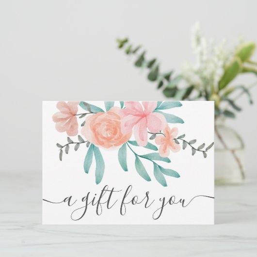 コーラルピンクのフローラ水の色のギフト証明書 (スタンド正面)