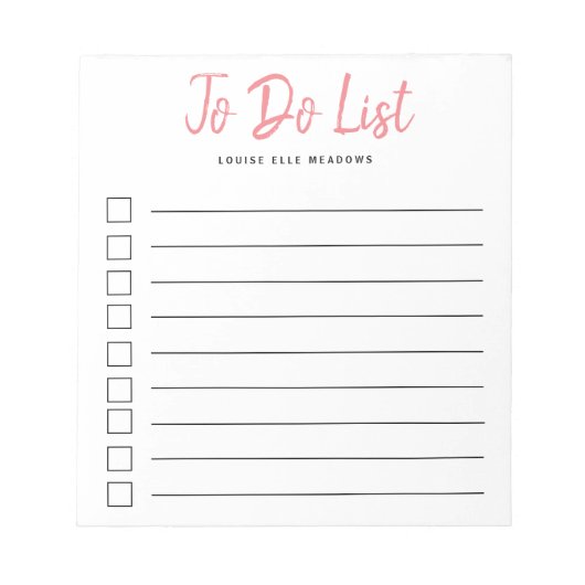 コーラルピンクのブラシがリストに並ぶ ノートパッド (正面)