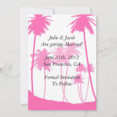 コーラルピンクのヤシの木 熱帯のウェディング セーブ・ザ・デート 招待状 (裏面)