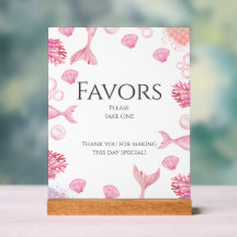 コーラルピンクの人魚をテーマにした誕生日パーティーの好意