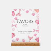 コーラルピンクの人魚をテーマにした誕生日パーティーの好意 アクリルサイン (正面)