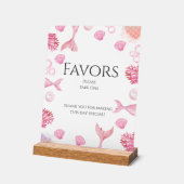 コーラルピンクの人魚をテーマにした誕生日パーティーの好意 アクリルサイン (傾斜)