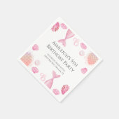 コーラルピンクの人魚をテーマにした誕生日パーティー スタンダードカクテルナプキン (角)