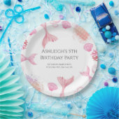 コーラルピンクの人魚をテーマにした誕生日パーティー ペーパープレート (パーティー)