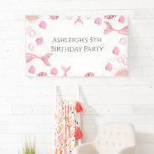 コーラルピンクの人魚をテーマにした誕生日パーティー 横断幕 (インサイチュ)