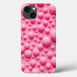 コーラルピンクの光沢ある泡のiPhoneケースアート iPhone 13ケース