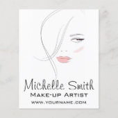 コーラルピンクの唇メイクアップアーティストブランディング チラシ (正面)