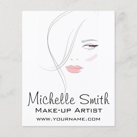 コーラルピンクの唇メイクアップアーティストブランディング チラシ (正面)