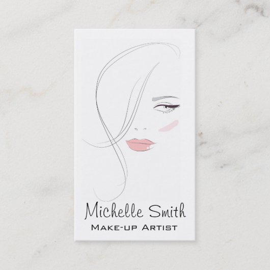 コーラルピンクの唇メイクアップアーティストブランディング 名刺 (正面)