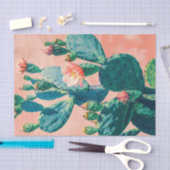 コーラルピンクの壁の切り離しサボテンを閉じる 薄葉紙 (クラフト)