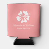 コーラルピンクの夏の花結婚の缶クーラー 缶クーラー (正面)
