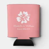 コーラルピンクの夏の花結婚の缶クーラー 缶クーラー (裏面)