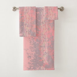 コーラルピンクの女の子サーフスタイルスプレーとドット バスタオルセット