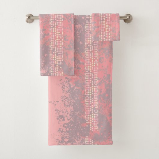 コーラルピンクの女の子サーフスタイルスプレーとドット バスタオルセット (インサイチュ)
