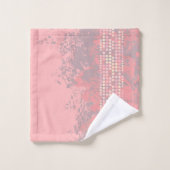 コーラルピンクの女の子サーフスタイルスプレーとドット バスタオルセット (ウォッシュタオル)