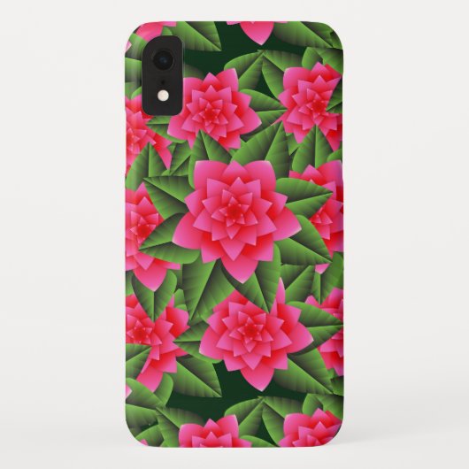 コーラルピンクの椿と緑の葉 Case-Mate iPhoneケース (裏面)