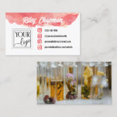 コーラルピンクの水の色のアイコン追加ロゴ&写真 名刺 (正面/裏面)