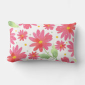 コーラルピンクの水の色のデイジーパターン残響可能 ランバークッション (正面)