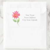 コーラルピンクの水の色の花のラベル 長方形シール (バッグ)