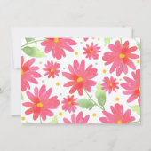コーラルピンクの水彩デイジーパターン2 サンキューカード (裏面)